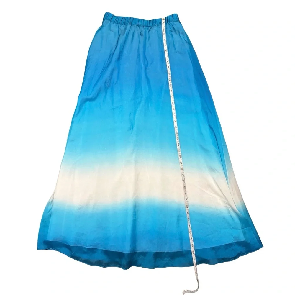 White House Black Market Silk Blue and White Ombre Maxi Skirt